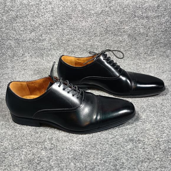 Florshiem Dress Shoes Men Size 11 D Black cap Toe Leather Oxfords - Picture 1 of 9